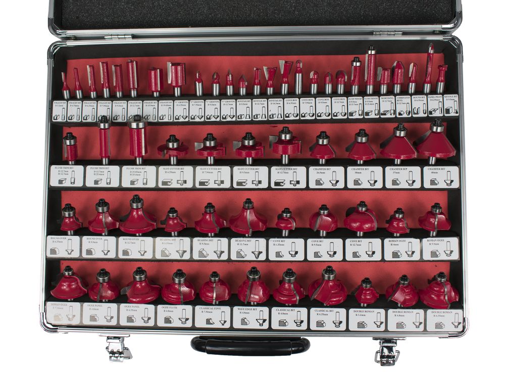 Sada fréz do dřeva, tvarové, SK plátky, 59ks, stopka 8mm, FESTA