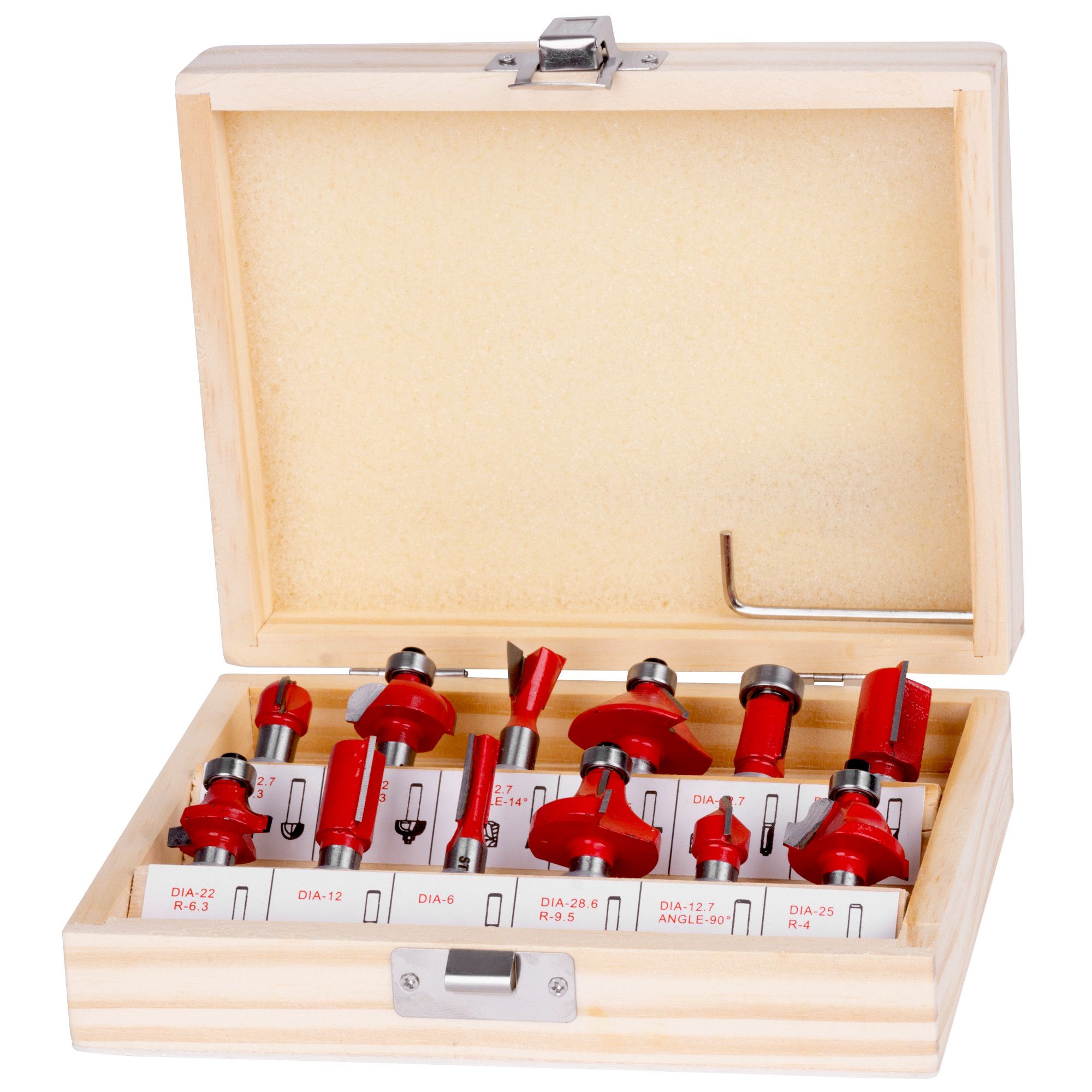 Sada fréz do dřeva, tvarové, SK plátky, 12ks, stopka 8mm, STREND PRO