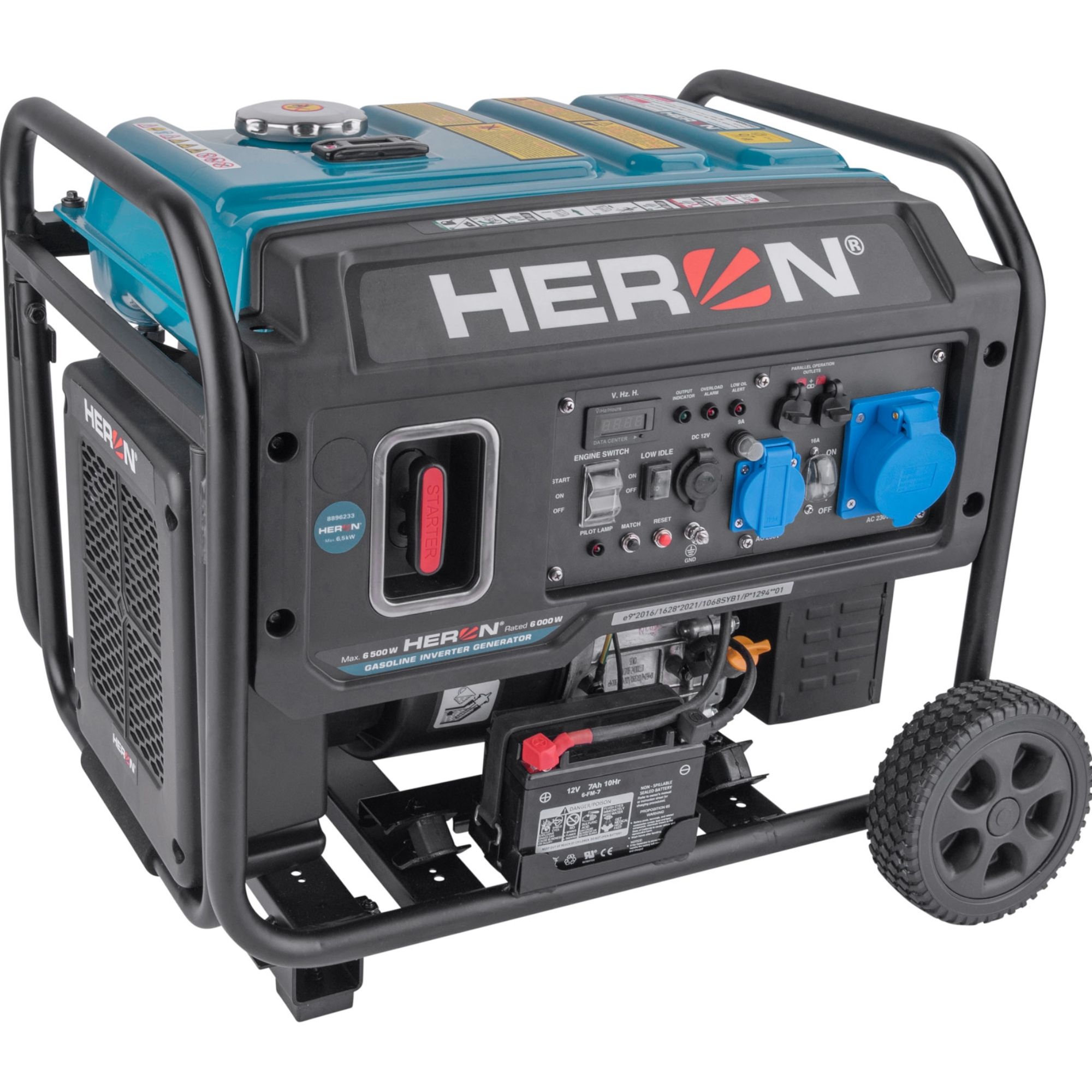 Elektrocentrála digitální invertorová, 6,5kW / 9,8HP, 230V, el. start, dálkový ovladač, HERON