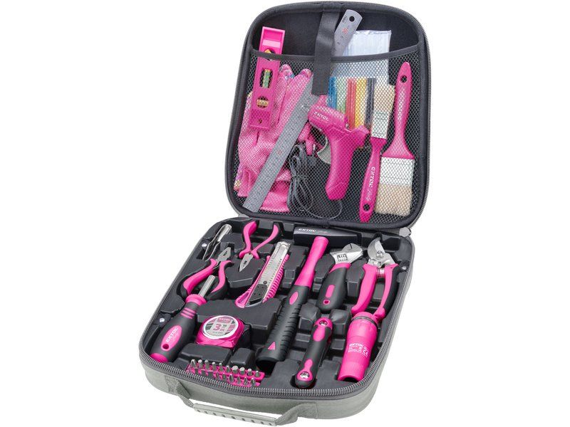 Sada nářadí, 68 dílů, v pouzdře, růžová, EXTOL LADY