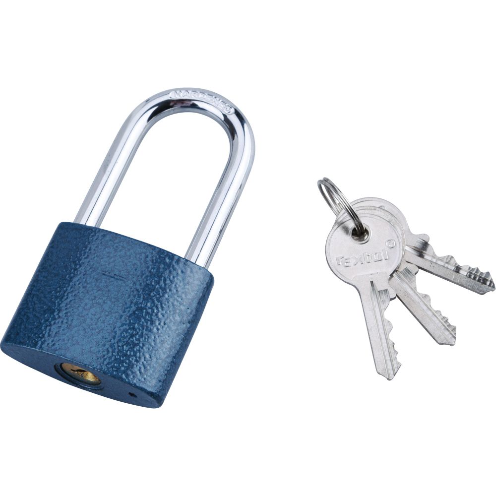 Zámek visací prodloužený, litinový, 45mm, modrý, 3 klíče, EXTOL CRAFT