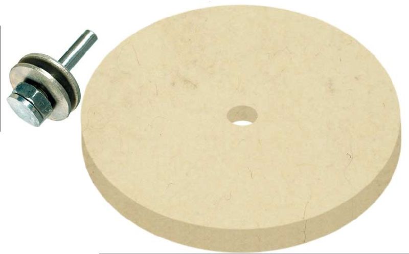 Kotouč leštící, 100mm, filc, trn do vrtačky, MAGG
