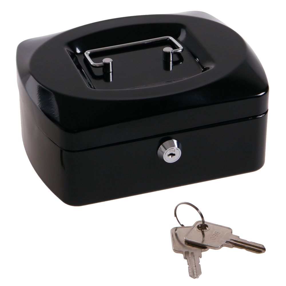 Pokladna kovová, 200x160x90mm, černá